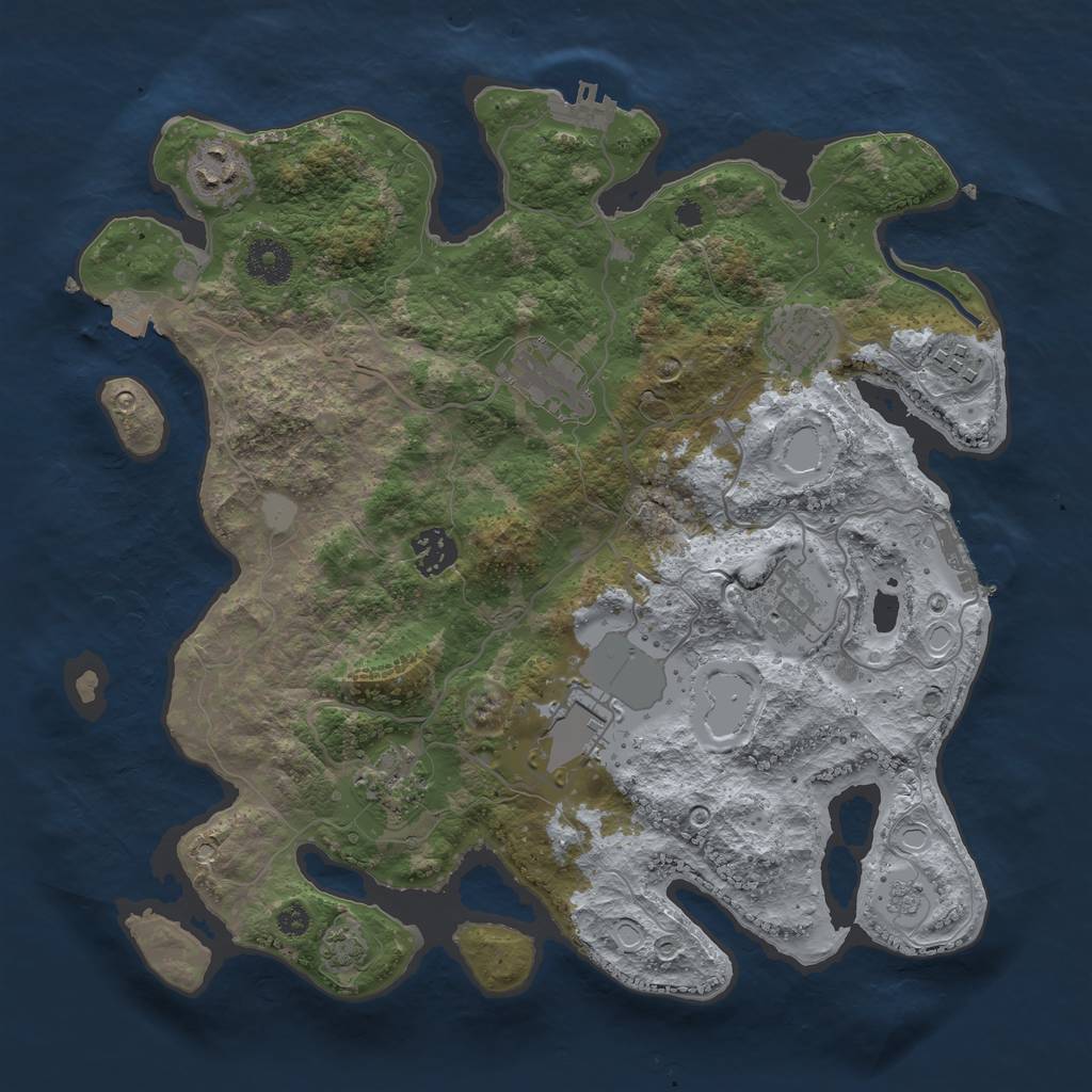 Rust Map: Procedural Map, Size: 3500, Seed: 165707, 15 Monuments