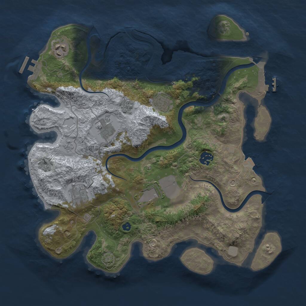 Rust Map: Procedural Map, Size: 3500, Seed: 834674212, 13 Monuments