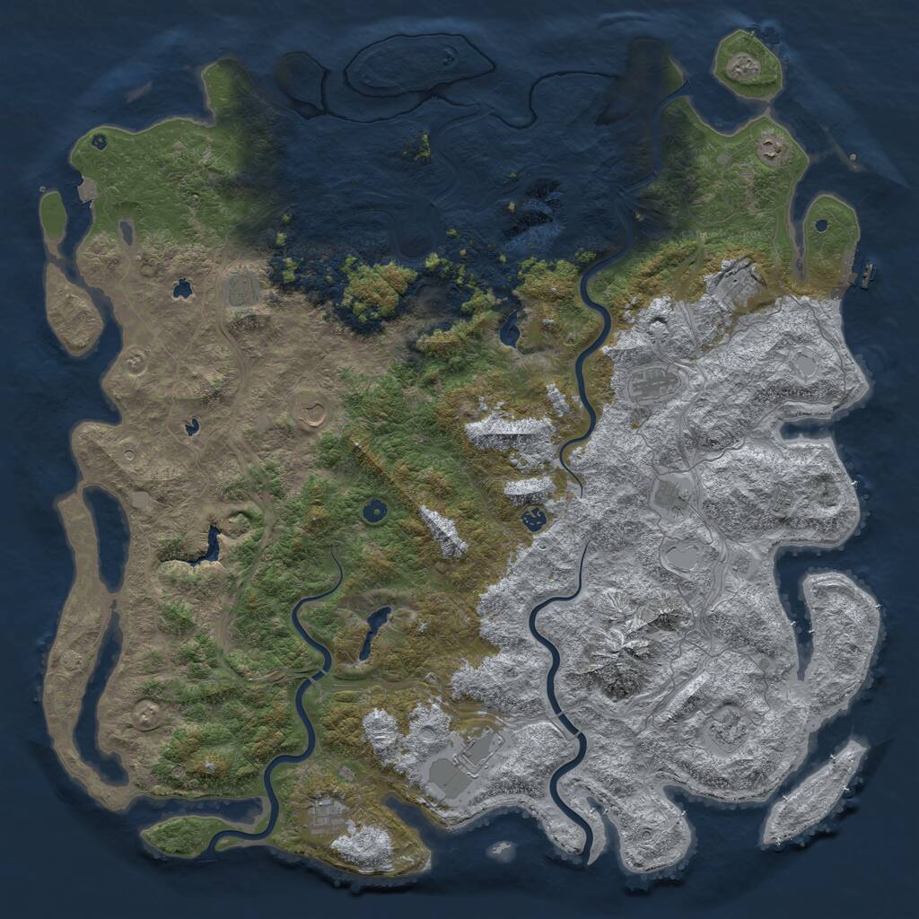 Rust Map: Procedural Map, Size: 6000, Seed: 2045162738, 16 Monuments