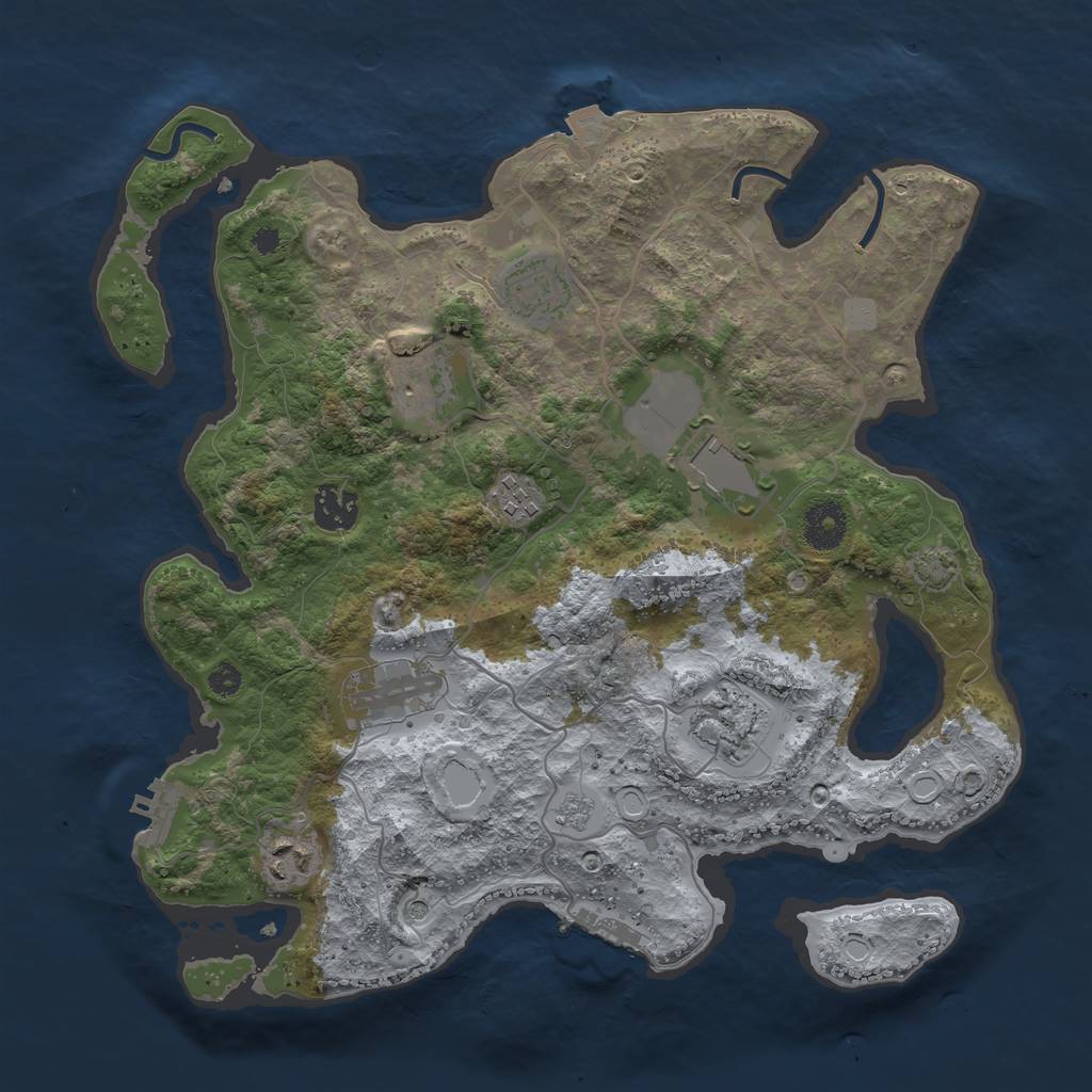 Rust Map: Procedural Map, Size: 3500, Seed: 1716050456, 16 Monuments