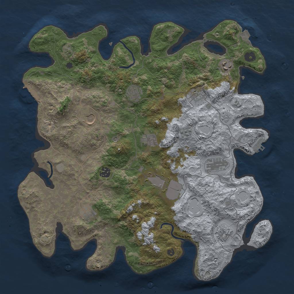 Rust Map: Procedural Map, Size: 4098, Seed: 990989152, 19 Monuments
