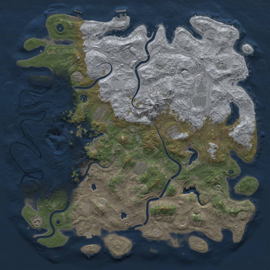 Rust Map: Procedural Map, Size: 5250, Seed: 713954826, 17 Monuments
