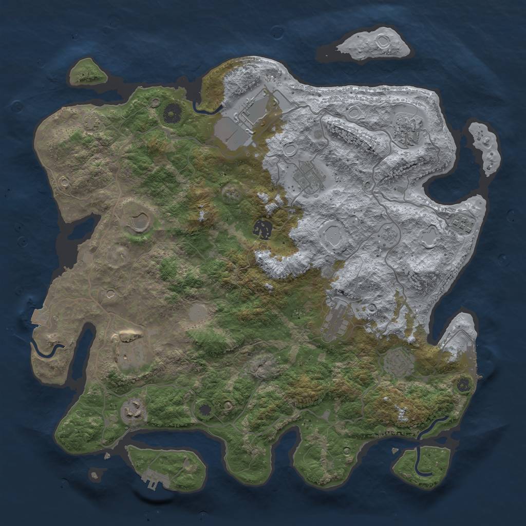 Rust Map: Procedural Map, Size: 4000, Seed: 84902810, 18 Monuments
