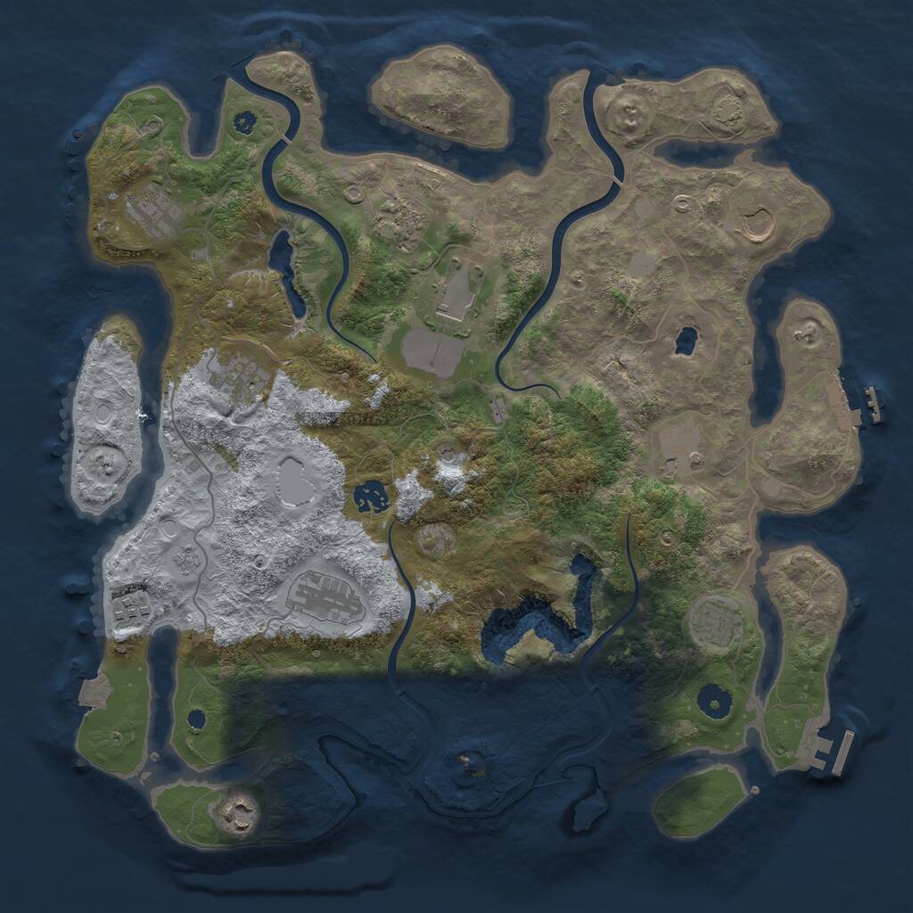 Rust Map: Procedural Map, Size: 4000, Seed: 169828566, 17 Monuments