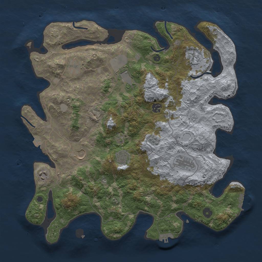 Rust Map: Procedural Map, Size: 4000, Seed: 644233125, 17 Monuments