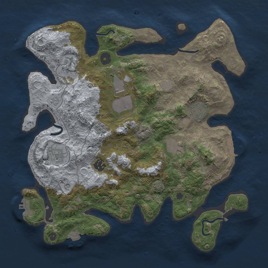 Rust Map: Procedural Map, Size: 3500, Seed: 1454744445, 15 Monuments