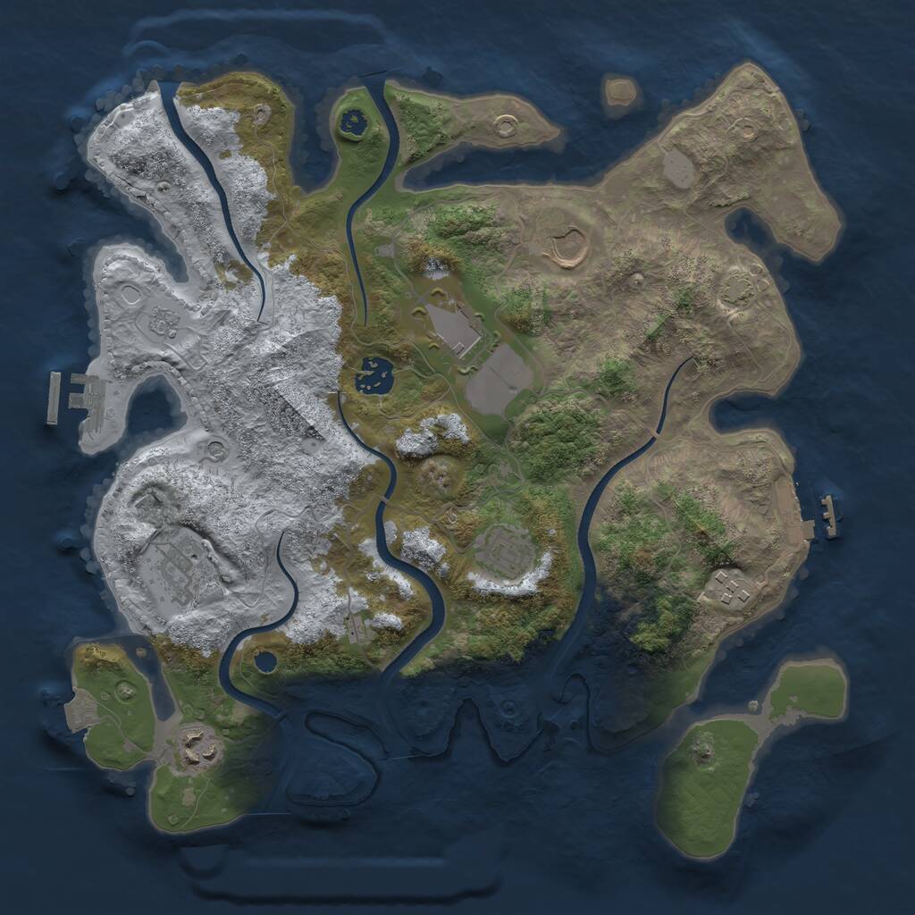 Rust Map: Procedural Map, Size: 3500, Seed: 1454744445, 13 Monuments