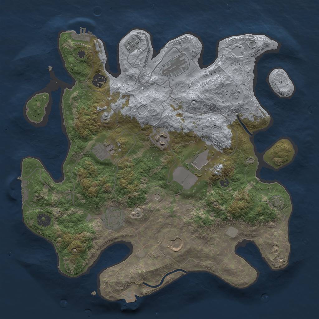 Rust Map: Procedural Map, Size: 3500, Seed: 60329259, 16 Monuments