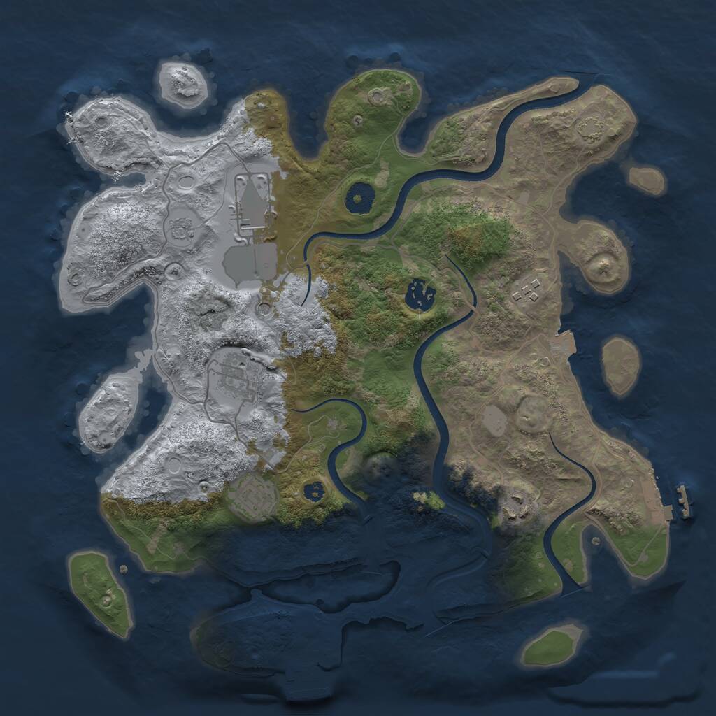 Rust Map: Procedural Map, Size: 3500, Seed: 1406008607, 12 Monuments