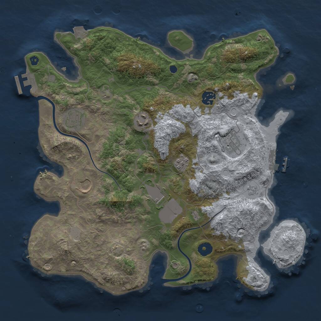 Rust Map: Procedural Map, Size: 3500, Seed: 1705475164, 12 Monuments