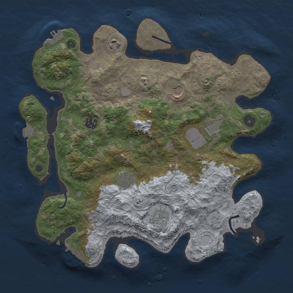 Rust Map: Procedural Map, Size: 3600, Seed: 20624, 15 Monuments