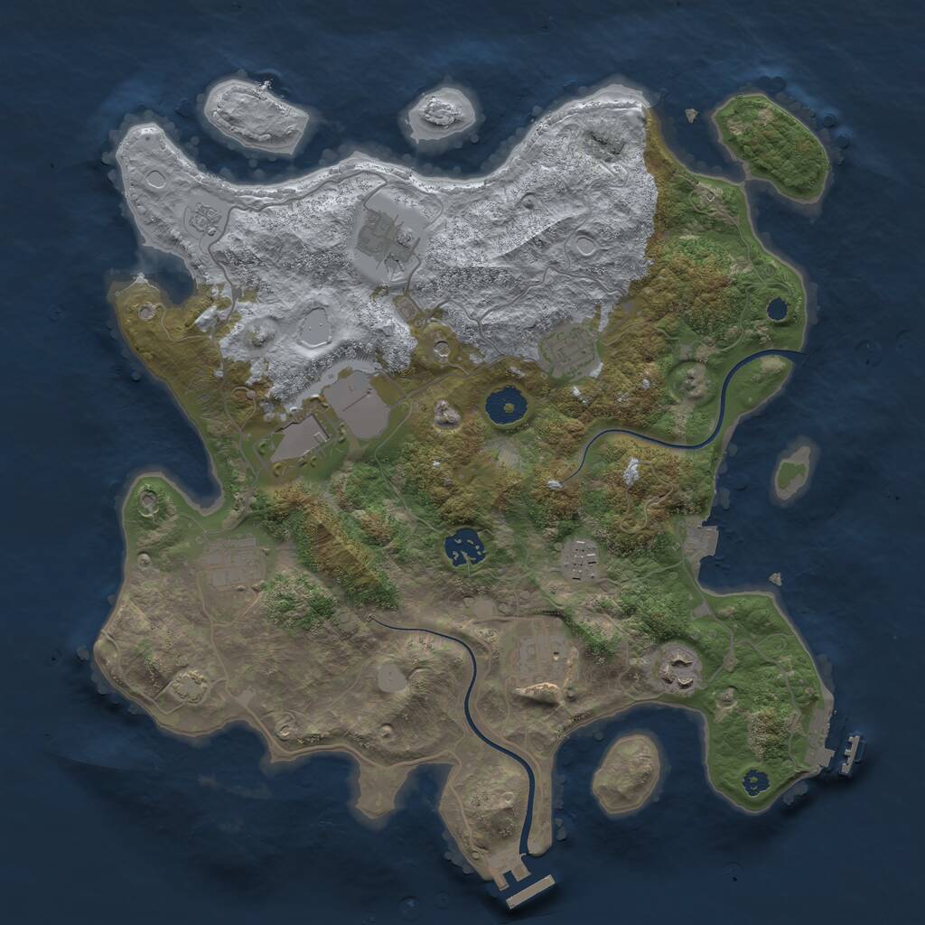 Rust Map: Procedural Map, Size: 3600, Seed: 11103567, 14 Monuments
