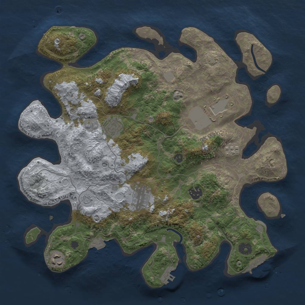 Rust Map: Procedural Map, Size: 3500, Seed: 1976049796, 14 Monuments