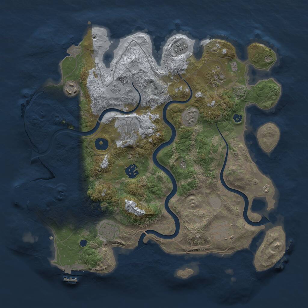Rust Map: Procedural Map, Size: 3500, Seed: 1760754346, 13 Monuments