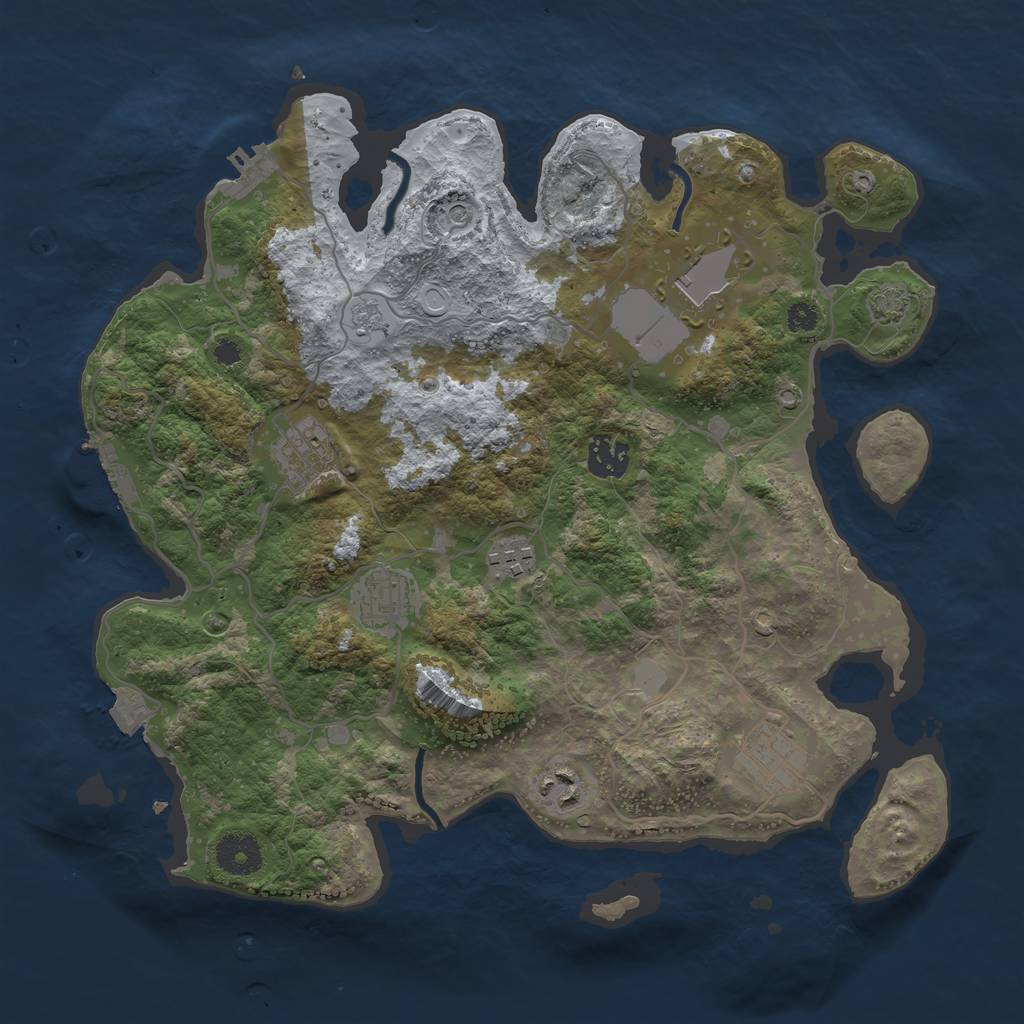 Rust Map: Procedural Map, Size: 3500, Seed: 1760754346, 15 Monuments