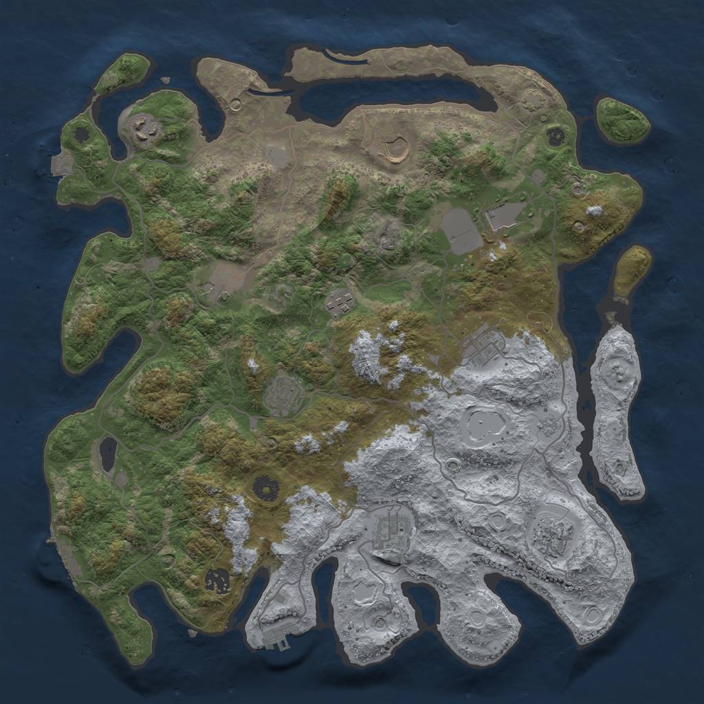 Rust Map: Procedural Map, Size: 4000, Seed: 1126879513, 18 Monuments