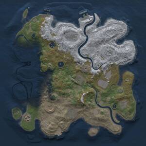 Thumbnail Rust Map: Procedural Map, Size: 3750, Seed: 8521, 16 Monuments