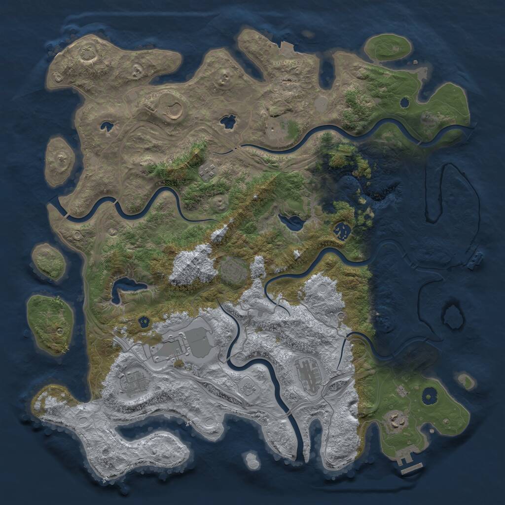 Rust Map: Procedural Map, Size: 4500, Seed: 523417, 15 Monuments