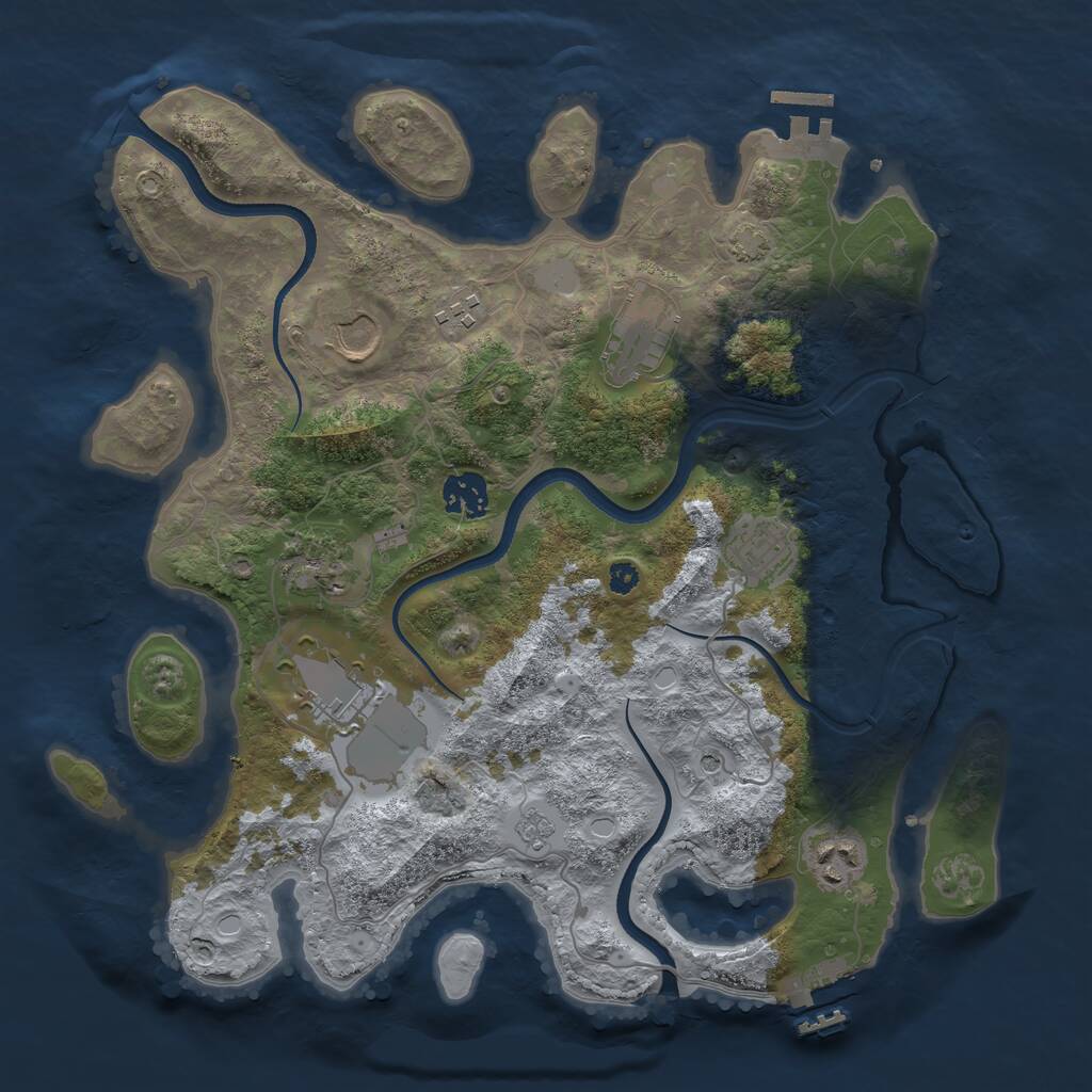 Rust Map: Procedural Map, Size: 3500, Seed: 541866189, 14 Monuments