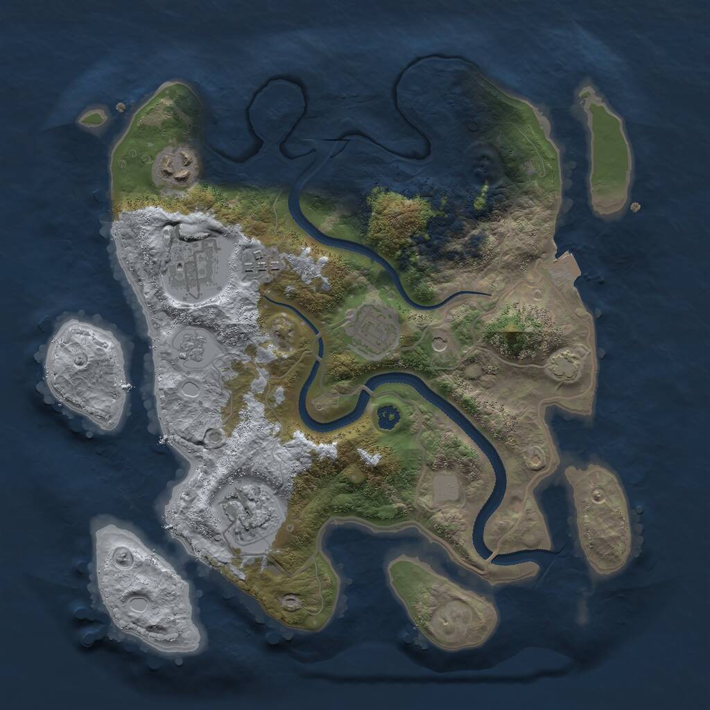 Rust Map: Procedural Map, Size: 3000, Seed: 1613484080, 9 Monuments