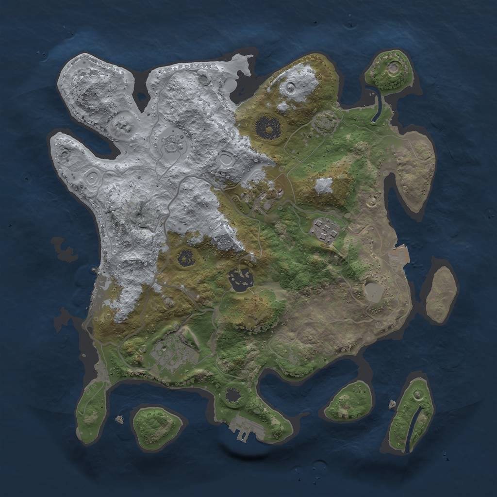 Rust Map: Procedural Map, Size: 3000, Seed: 1217158909, 11 Monuments