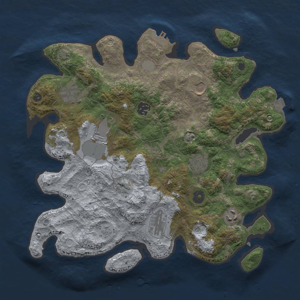 Rust Map: Procedural Map, Size: 3500, Seed: 401181729, 14 Monuments