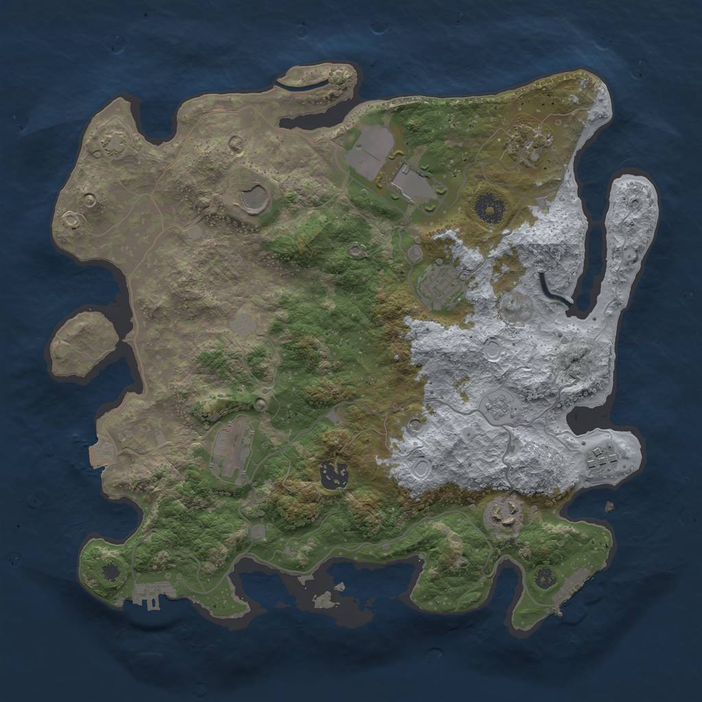 Rust Map: Procedural Map, Size: 3500, Seed: 1858530296, 16 Monuments