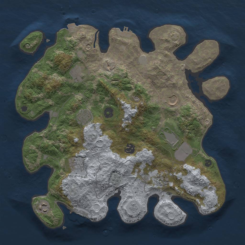 Rust Map: Procedural Map, Size: 3500, Seed: 537750290, 17 Monuments