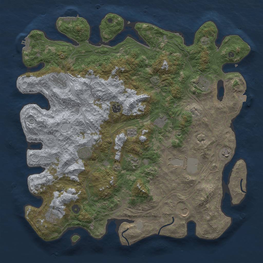 Rust Map: Procedural Map, Size: 4500, Seed: 619596737, 19 Monuments