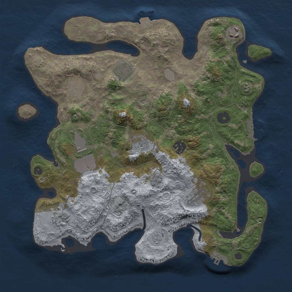 Rust Map: Procedural Map, Size: 3500, Seed: 1719092868, 17 Monuments