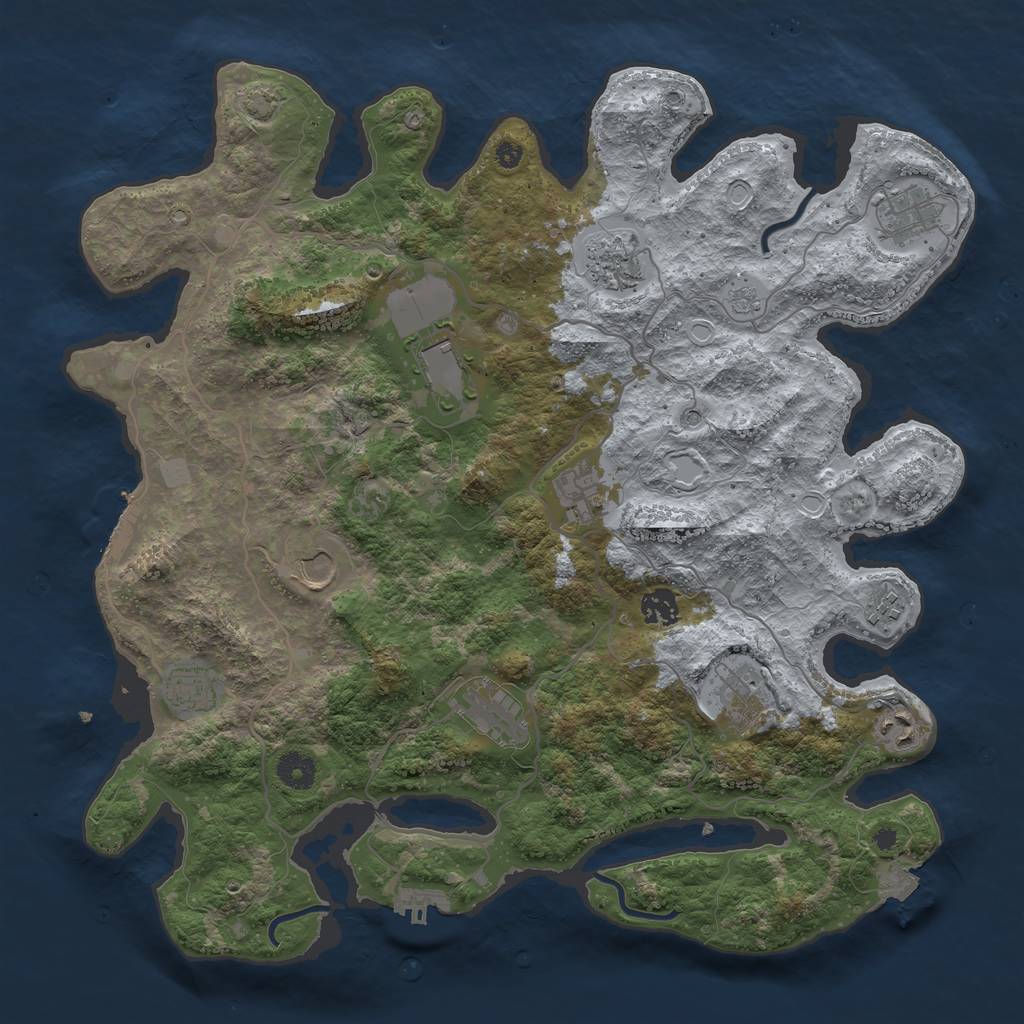 Rust Map: Procedural Map, Size: 4000, Seed: 1123999431, 19 Monuments