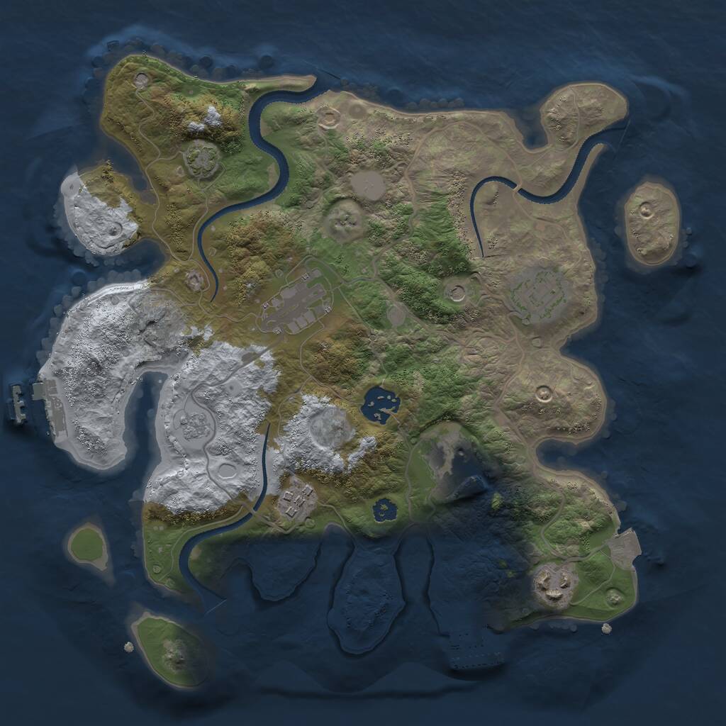 Rust Map: Procedural Map, Size: 3000, Seed: 487538119, 12 Monuments