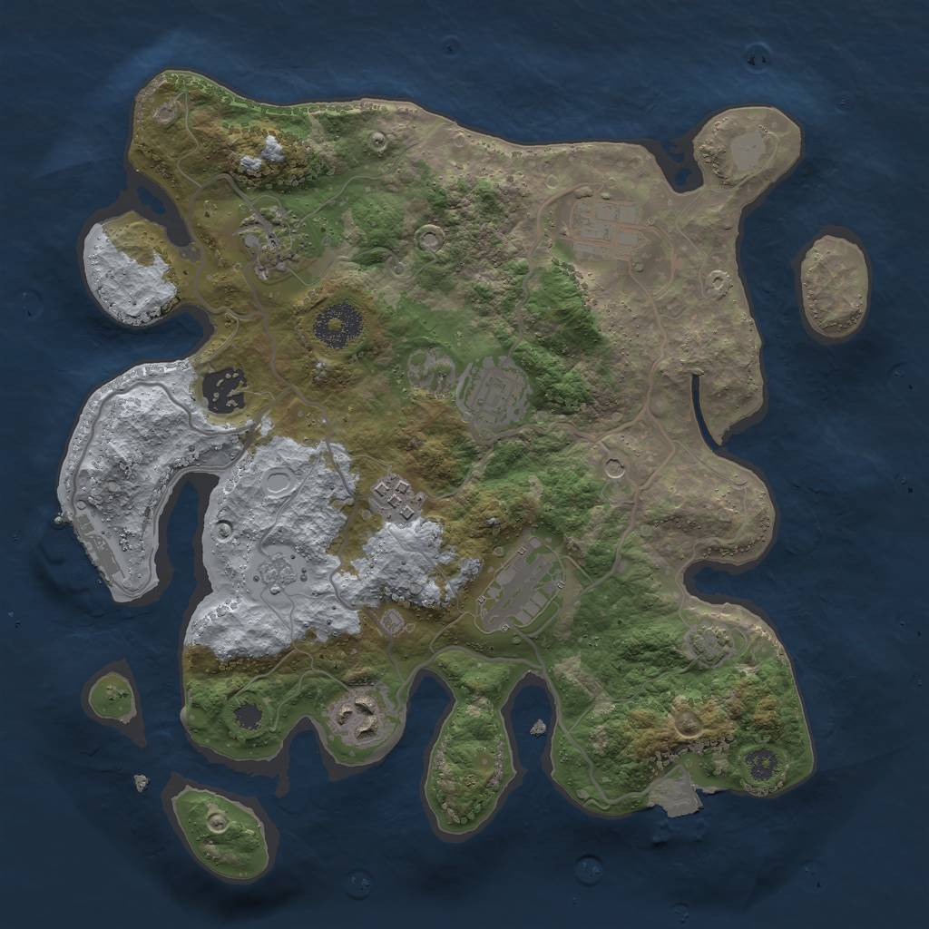 Rust Map: Procedural Map, Size: 3000, Seed: 487538119, 14 Monuments