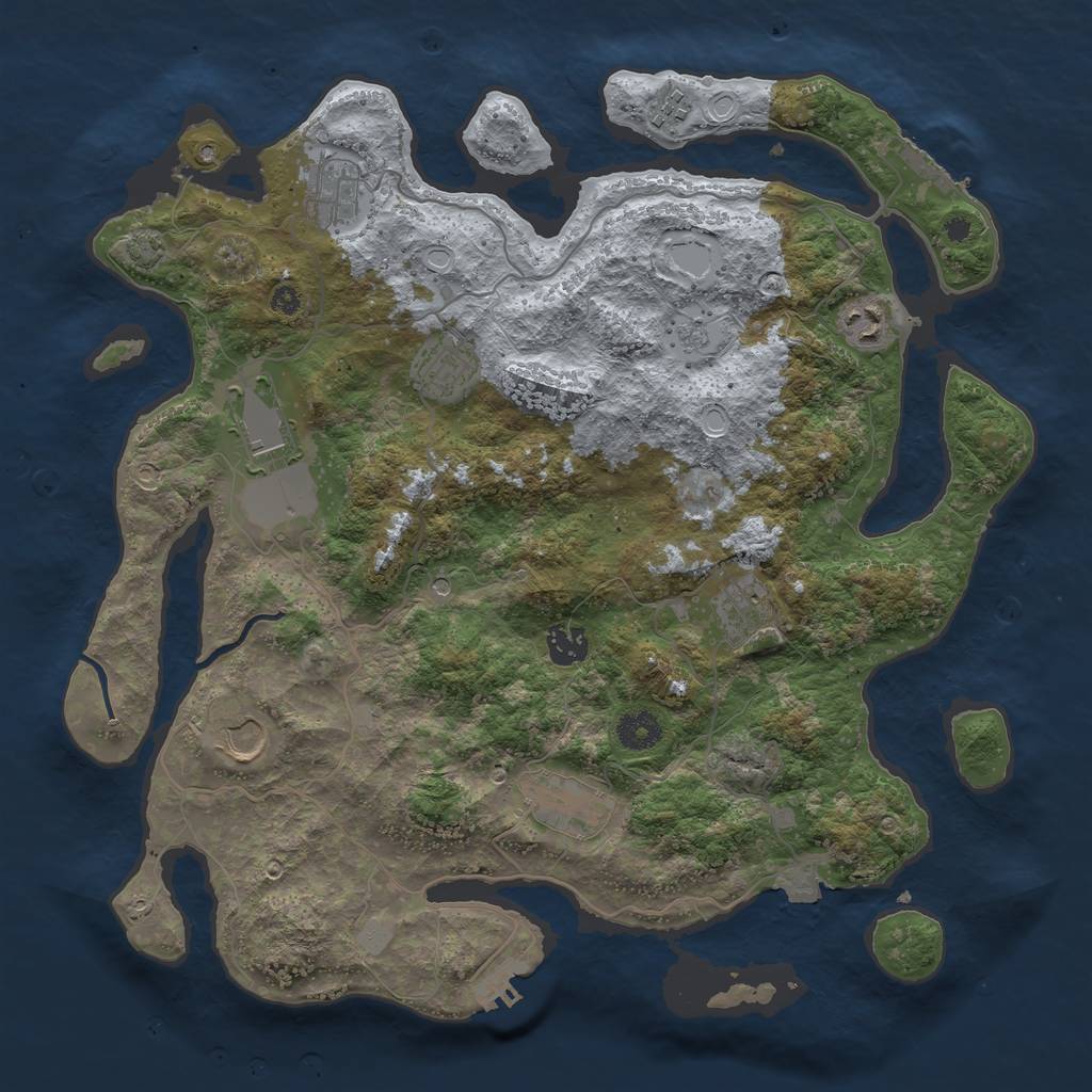 Rust Map: Procedural Map, Size: 3850, Seed: 1613531860, 17 Monuments