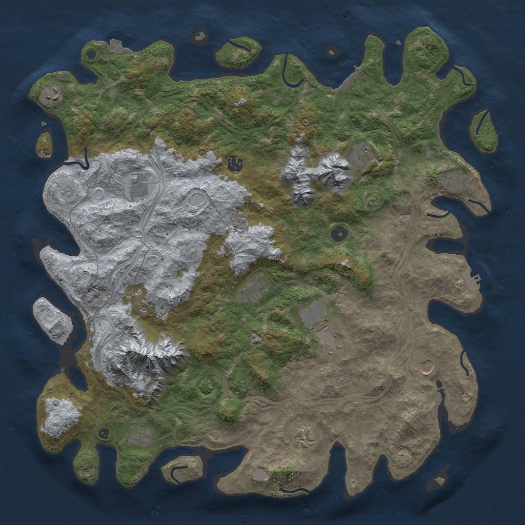 Rust Map: Procedural Map, Size: 5000, Seed: 777391851, 19 Monuments