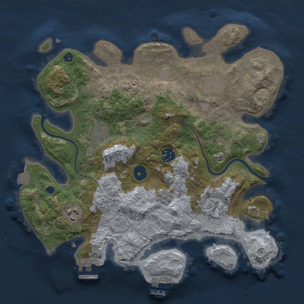 Rust Map: Procedural Map, Size: 3250, Seed: 938483902, 12 Monuments