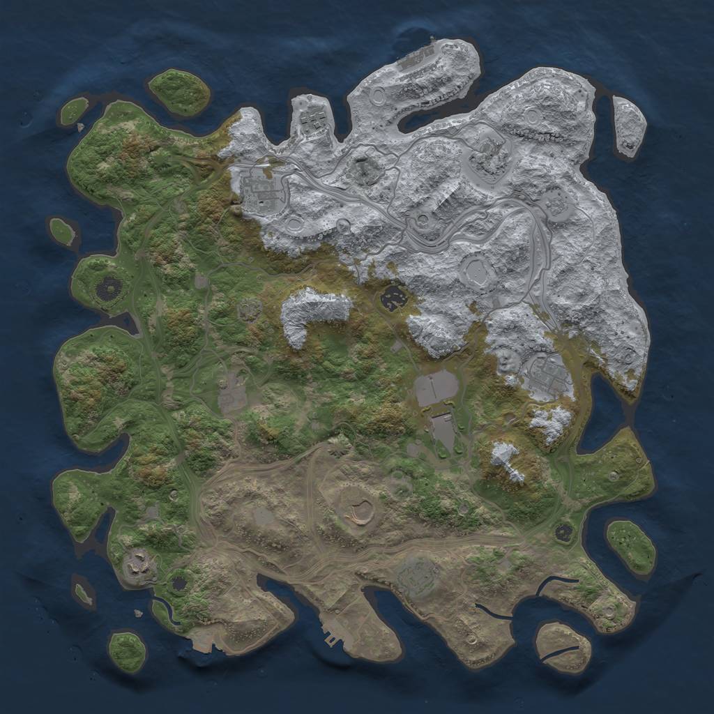 Rust Map: Procedural Map, Size: 4300, Seed: 80597003, 18 Monuments