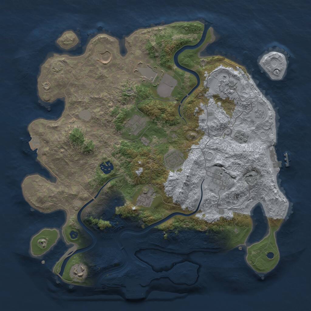 Rust Map: Procedural Map, Size: 3650, Seed: 91847539, 16 Monuments