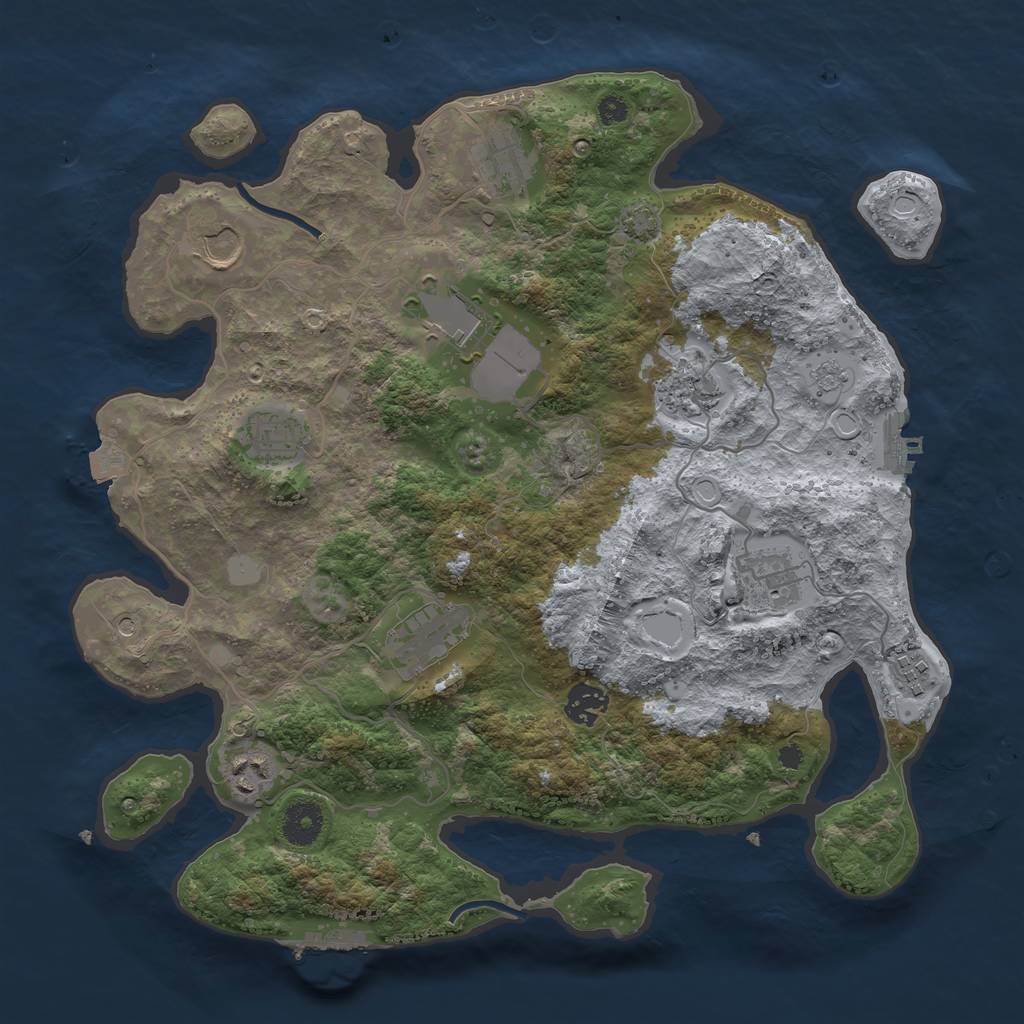 Rust Map: Procedural Map, Size: 3650, Seed: 91847539, 18 Monuments