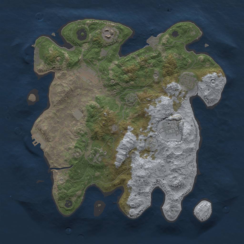 Rust Map: Procedural Map, Size: 3200, Seed: 144726833, 13 Monuments