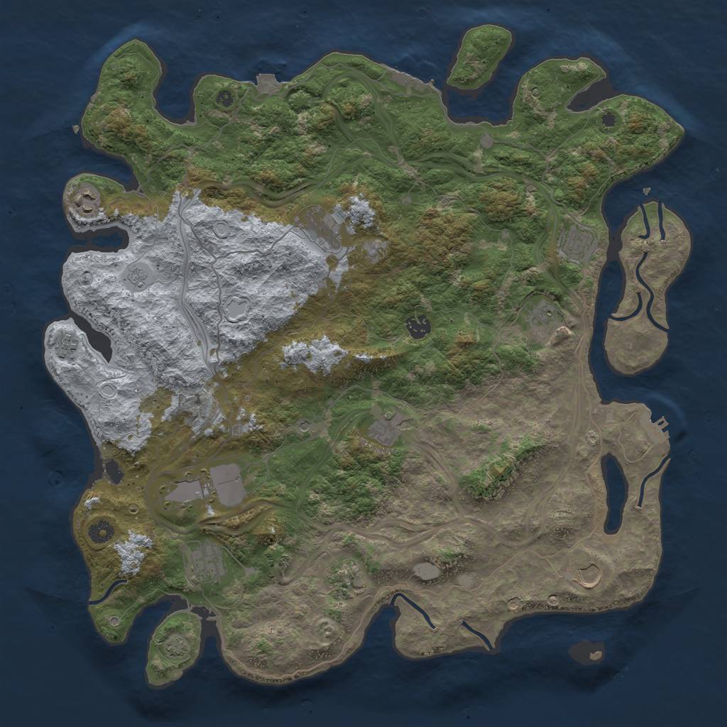 Rust Map: Procedural Map, Size: 4500, Seed: 281592479, 19 Monuments