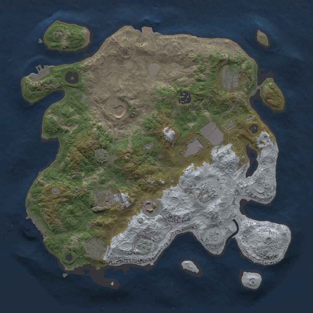 Rust Map: Procedural Map, Size: 3500, Seed: 1745037307, 17 Monuments