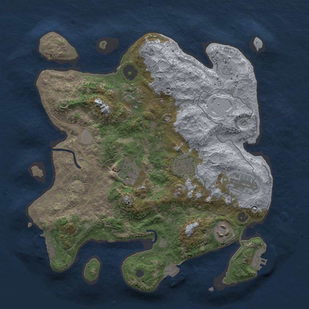 Rust Map: Procedural Map, Size: 3200, Seed: 74297636, 13 Monuments