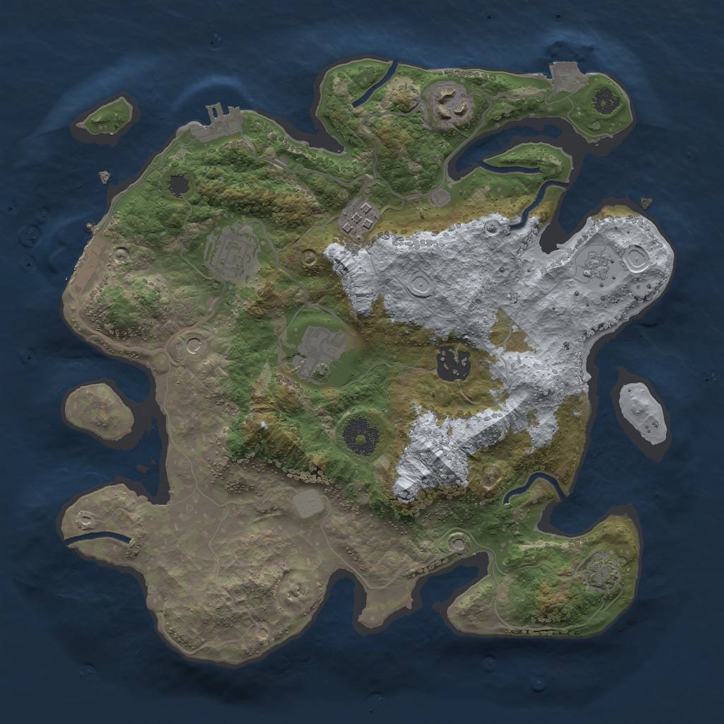 Rust Map: Procedural Map, Size: 3000, Seed: 685061755, 13 Monuments