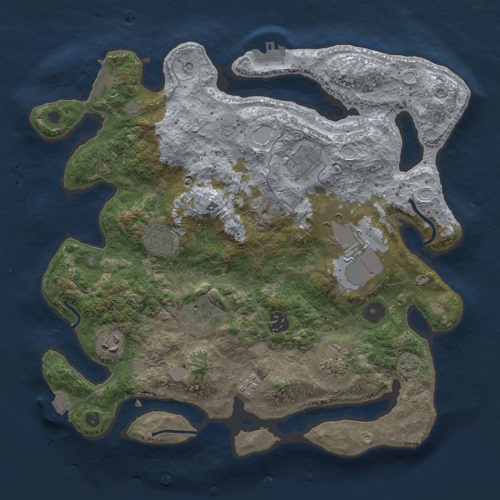 Rust Map: Procedural Map, Size: 3500, Seed: 75196812, 16 Monuments