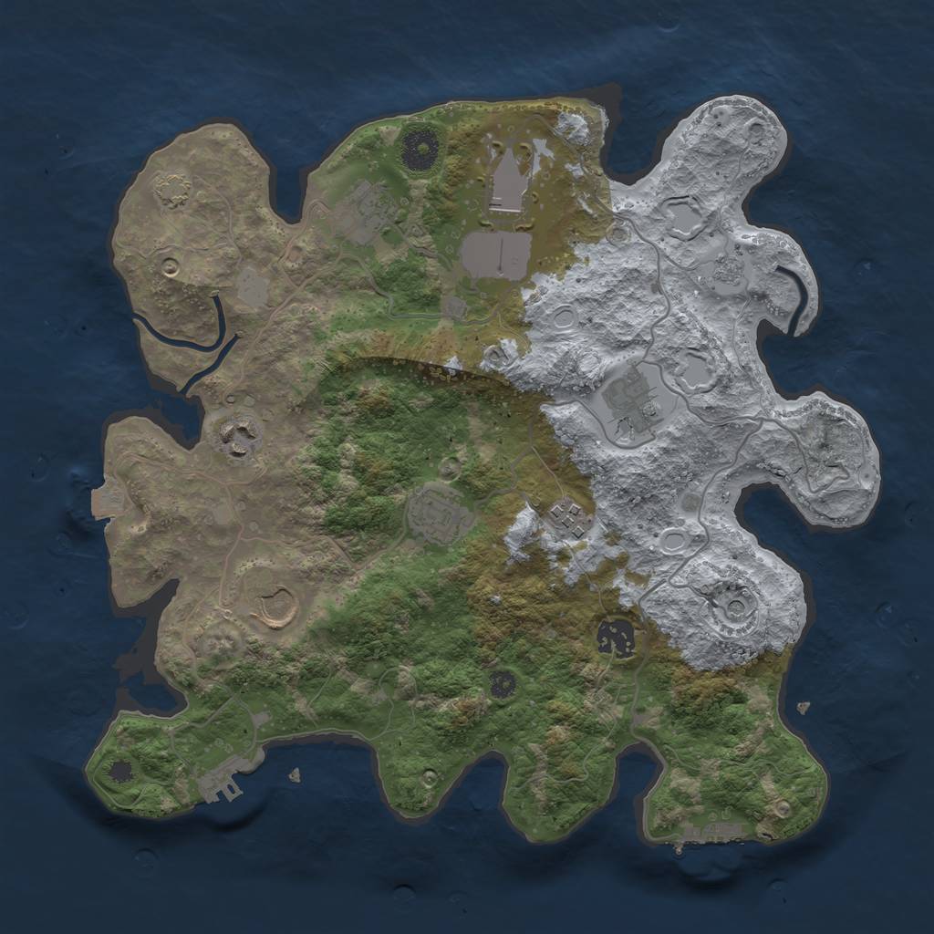 Rust Map: Procedural Map, Size: 3500, Seed: 120441222, 16 Monuments