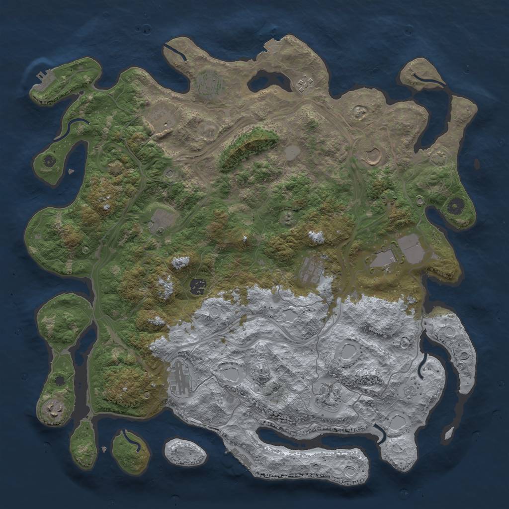Rust Map: Procedural Map, Size: 4500, Seed: 890657653, 19 Monuments