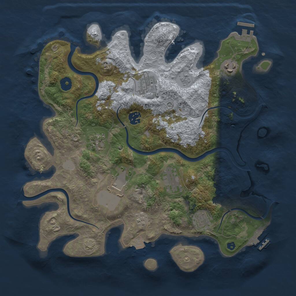Rust Map: Procedural Map, Size: 3500, Seed: 36437898, 14 Monuments