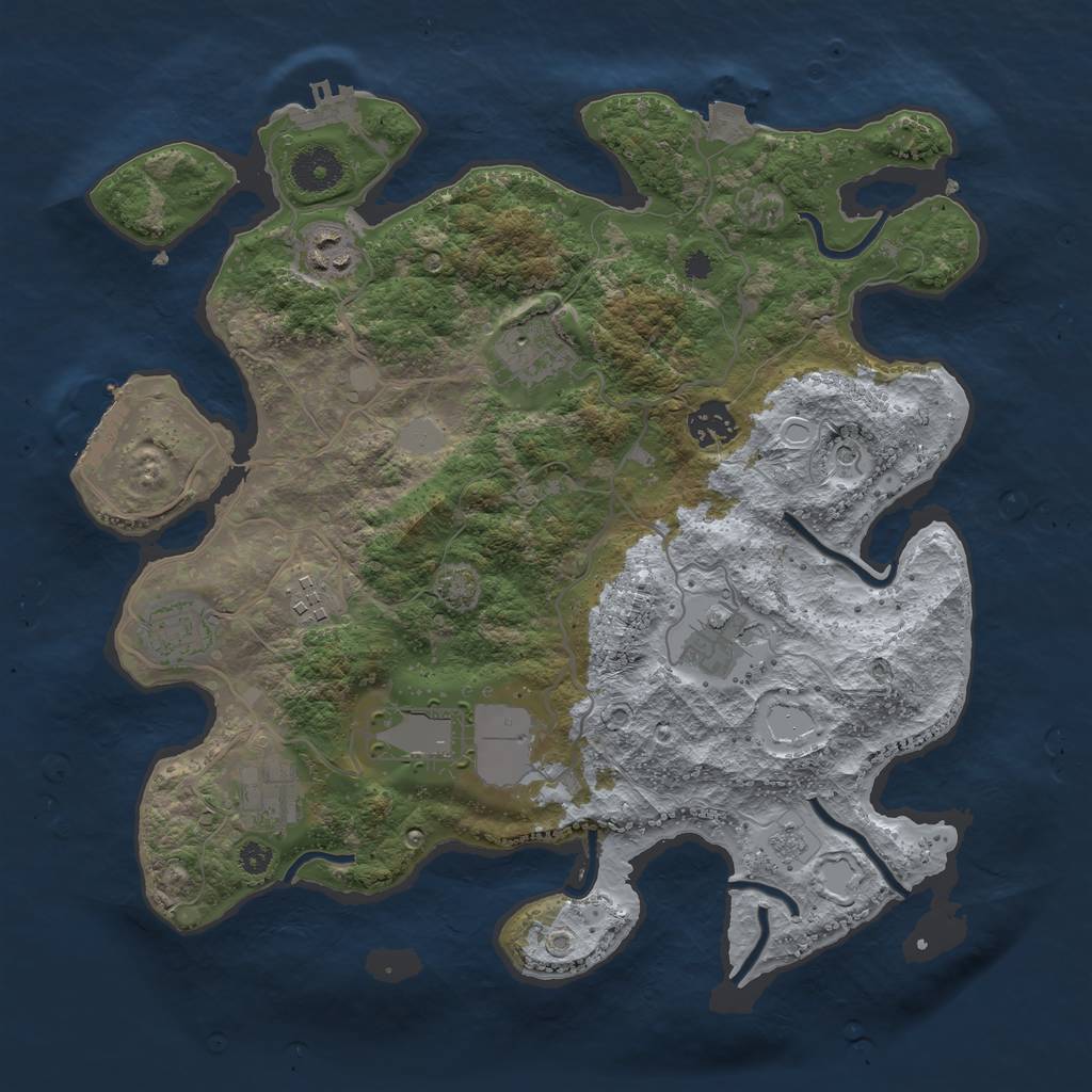 Rust Map: Procedural Map, Size: 3500, Seed: 758923238, 16 Monuments