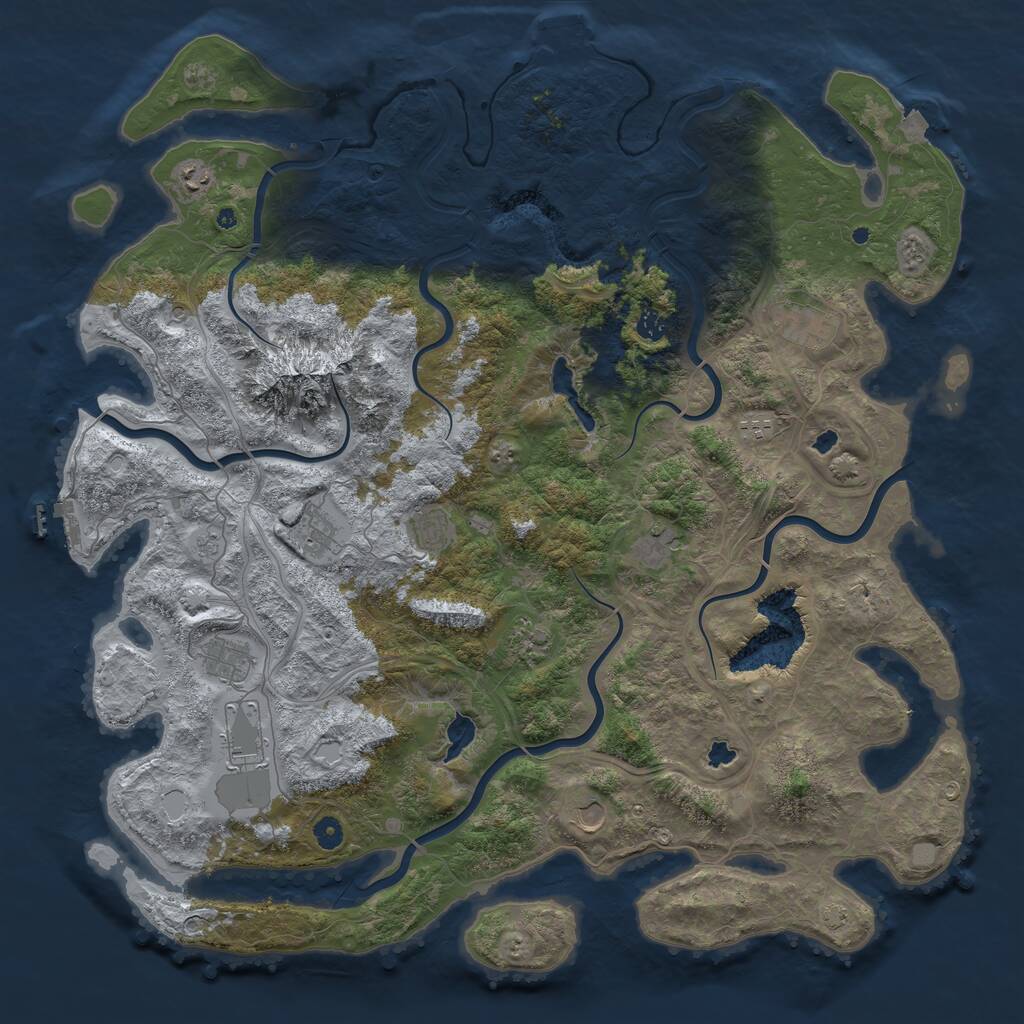 Rust Map: Procedural Map, Size: 5000, Seed: 8987987, 17 Monuments